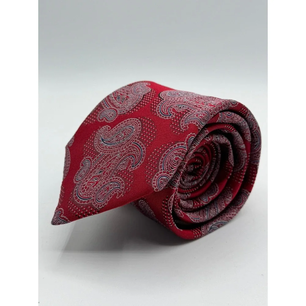 Canali 1934 Mens Red Paisley Silk Necktie Made in Italy Formal Business Tie